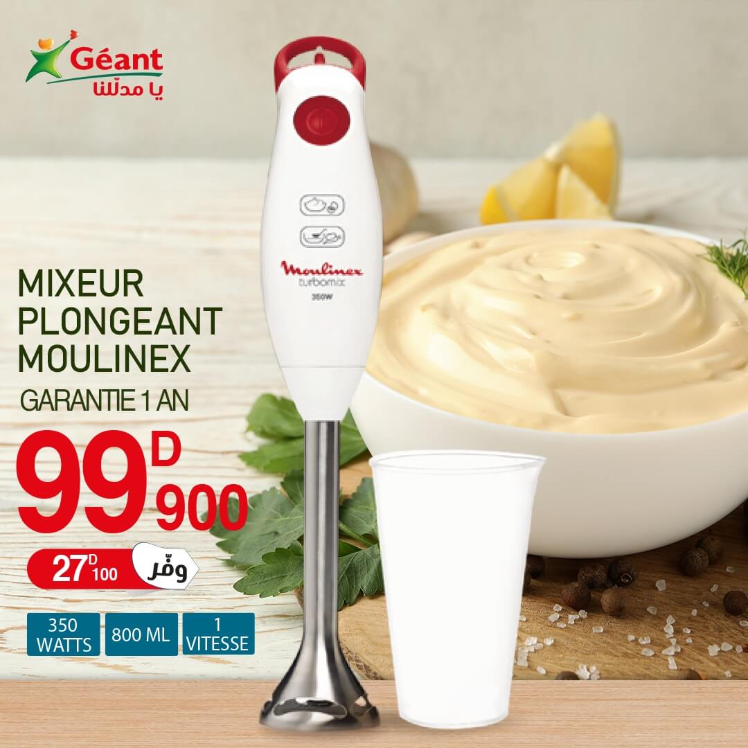 Mixeur Plongeant MOULINEX 800 W pour 159,000 DT